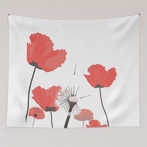 Artikelvorschau, Kunstdruck mit roten Mohnblumen, Mohnblumenmotiv, botanischer Blumendruck, moderner minimalistischer Blumendruck, rote Blumendekoration entworfen und verkauft von Studio pod Burom.