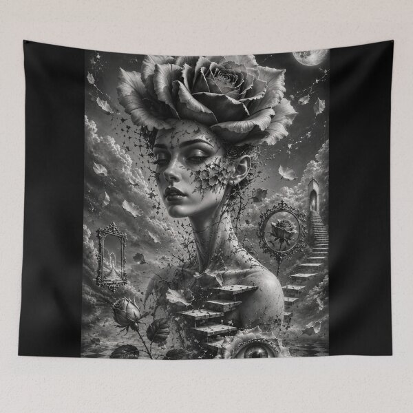 Item preview, Surreal black and white rose — strange dream designed and sold by Axokris.