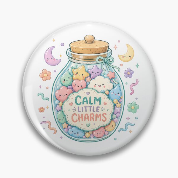 Item preview, Calm Little Charms Cute Kawaii Jar Pastel Positive Self Care Art designed and sold by inkoutninja.