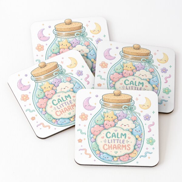 Item preview, Calm Little Charms Cute Kawaii Jar Pastel Positive Self Care Art designed and sold by inkoutninja.