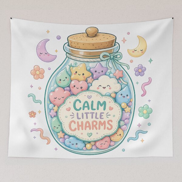 Item preview, Calm Little Charms Cute Kawaii Jar Pastel Positive Self Care Art designed and sold by inkoutninja.
