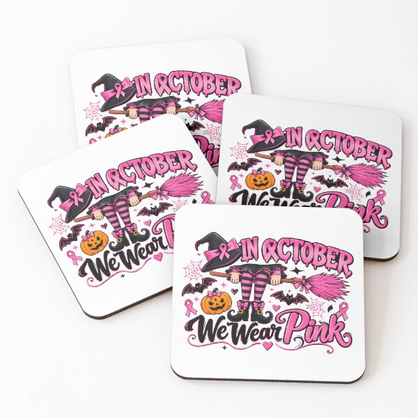 Item preview, In October We Wear Pink Halloween witch designed and sold by QuiteOrbit.