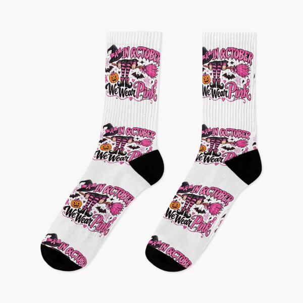 Item preview, In October We Wear Pink Halloween witch designed and sold by QuiteOrbit.