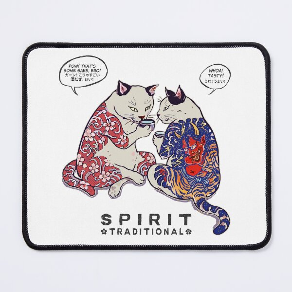 Item preview, Tattooed Cats Drinking Sake Japanese Pop Art designed and sold by リクイペル.