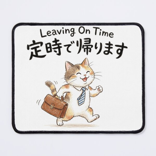 Item preview, Leaving On Time / Teiji De Kaerimasu - Funny Japanese Work Cat designed and sold by nori0711.