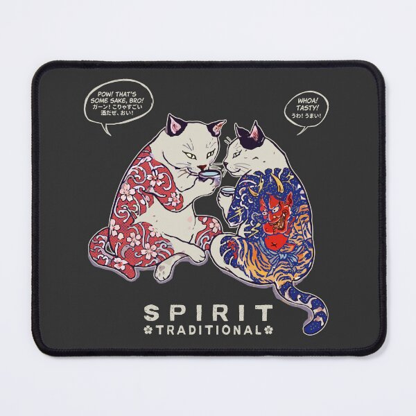 Item preview, Copy of Tattooed Cats Drinking Sake Japanese Pop Art (For Dark Backgrounds) designed and sold by リクイペル.