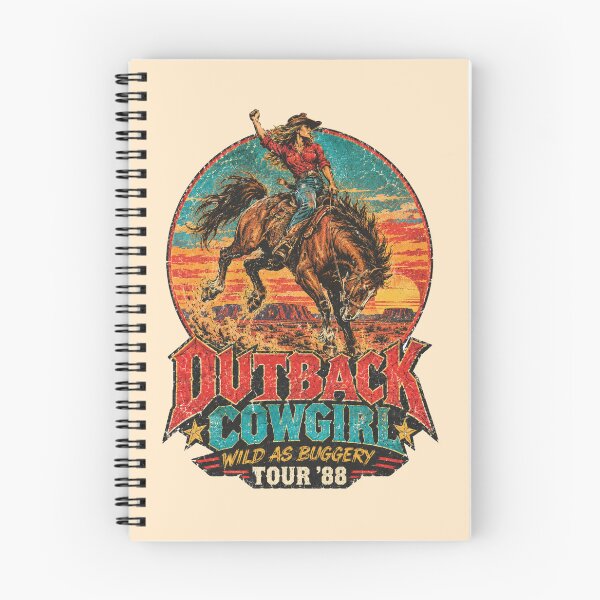 Item preview, Outback Cowgirl Vintage Western Retro Rodeo Bucking Brumby Horse designed and sold by Yellowriversss.