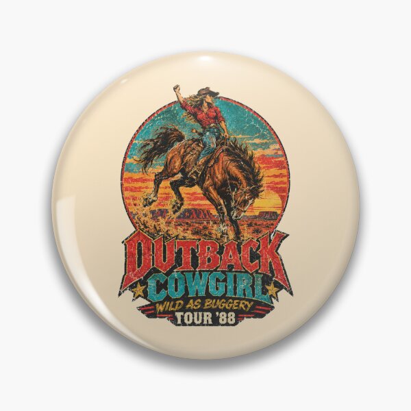 Item preview, Outback Cowgirl Vintage Western Retro Rodeo Bucking Brumby Horse designed and sold by Yellowriversss.
