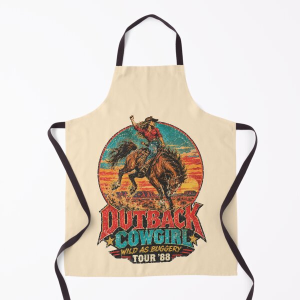 Item preview, Outback Cowgirl Vintage Western Retro Rodeo Bucking Brumby Horse designed and sold by Yellowriversss.