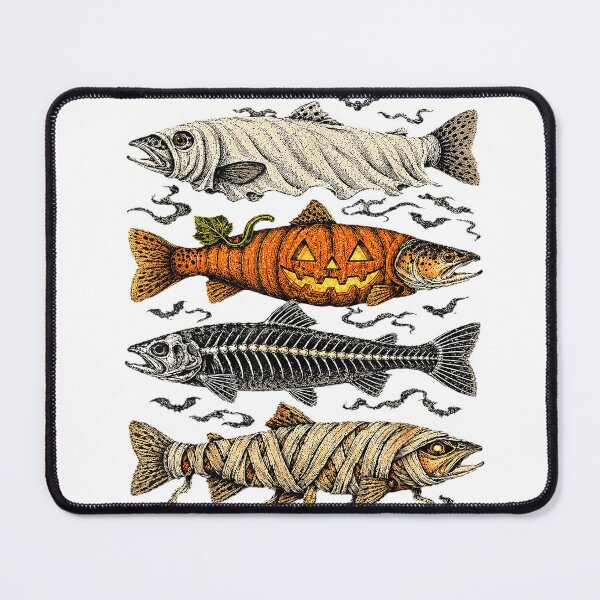 Item preview, Halloween Trout Fish Ghost Pumpkin Skeleton Mummy T-Shirt designed and sold by MixyMugs.