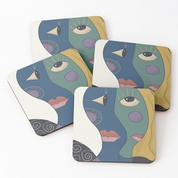 Item preview, Abstract Cubist Faces – Modern Line Art designed and sold by aekritdeach.