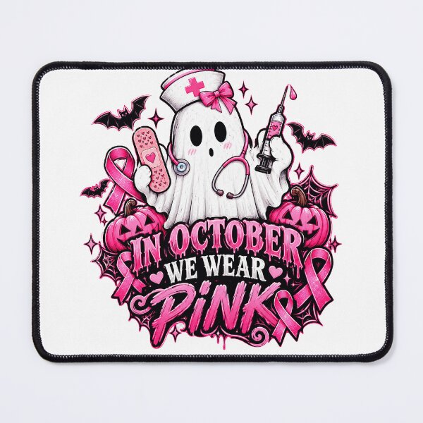 Item preview, in October We Wear Pink Nurse Ghosts Breast Cancer Halloween designed and sold by QuiteOrbit.