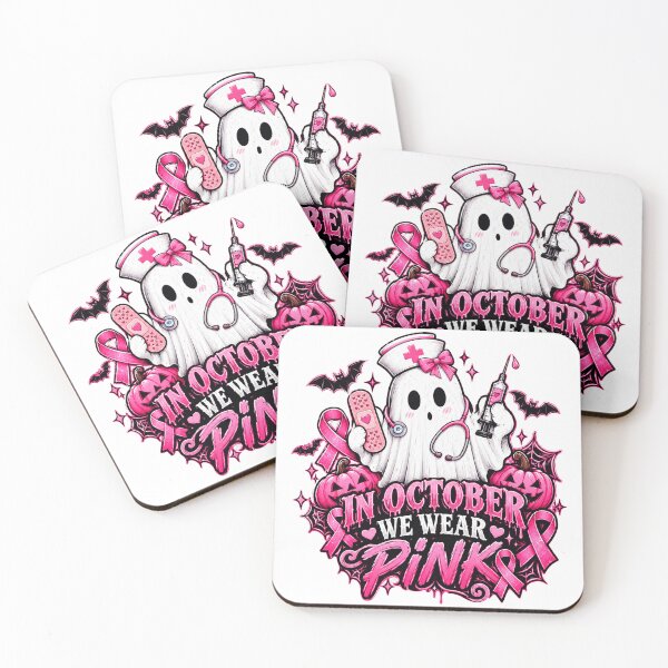 Item preview, in October We Wear Pink Nurse Ghosts Breast Cancer Halloween designed and sold by QuiteOrbit.