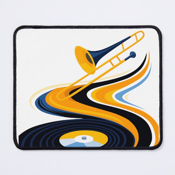 Item preview, Colorful Trombone & Vinyl Record Art, Jazz Music Print, Trombone Player Gift, Brass Instrument Art, Colorful Music Room Decor designed and sold by Studio pod Burom.