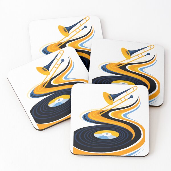 Item preview, Colorful Trombone & Vinyl Record Art, Jazz Music Print, Trombone Player Gift, Brass Instrument Art, Colorful Music Room Decor designed and sold by Studio pod Burom.