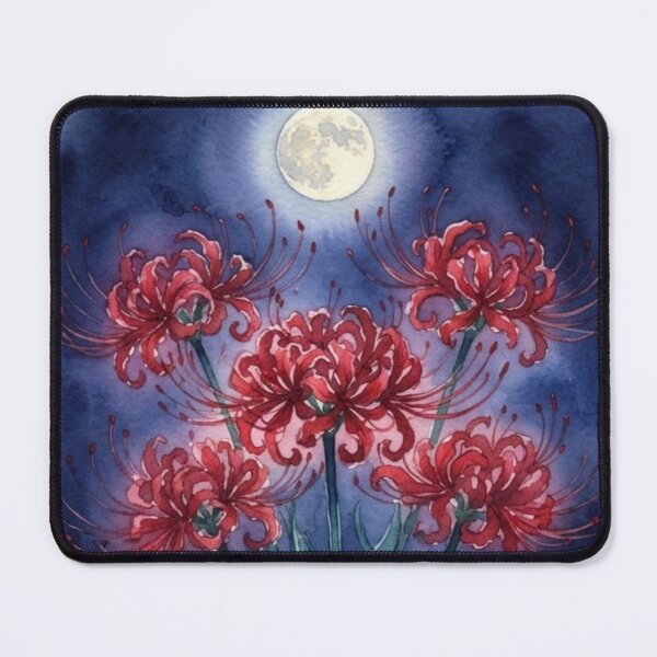 Item preview, Red Spider Lily Under Moonlight Watercolor Art designed and sold by bvdesignart.