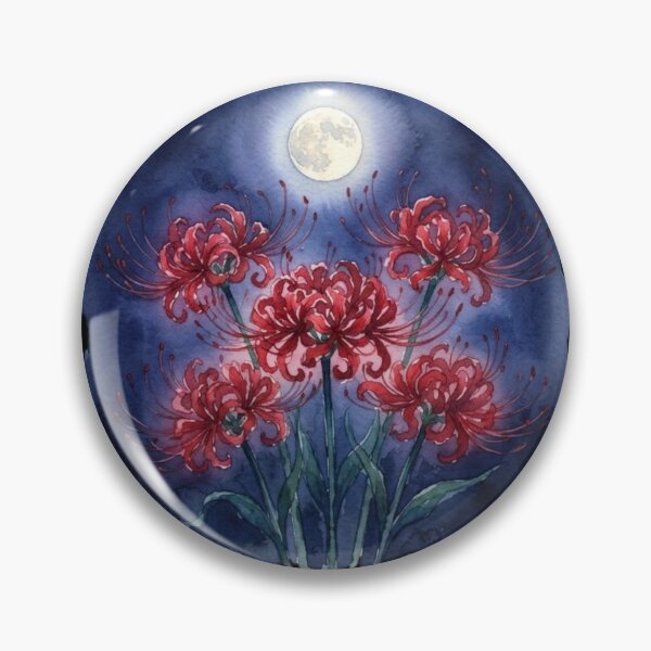 Item preview, Red Spider Lily Under Moonlight Watercolor Art designed and sold by bvdesignart.