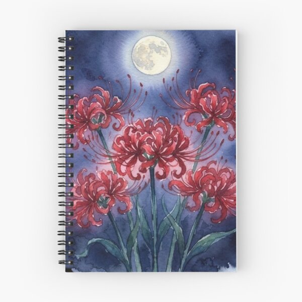 Item preview, Red Spider Lily Under Moonlight Watercolor Art designed and sold by bvdesignart.