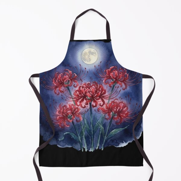 Item preview, Red Spider Lily Under Moonlight Watercolor Art designed and sold by bvdesignart.