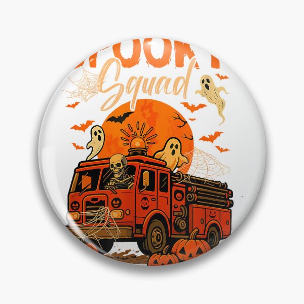 Item preview, Spooky Halloween Squad Skeleton Driving Firetruck Horror Boo T-Shirt designed and sold by FandMdesign.