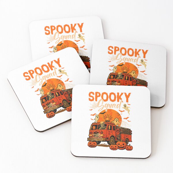 Item preview, Spooky Halloween Squad Skeleton Driving Firetruck Horror Boo T-Shirt designed and sold by FandMdesign.