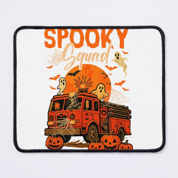 Item preview, Spooky Halloween Squad Skeleton Driving Firetruck Horror Boo T-Shirt designed and sold by FandMdesign.