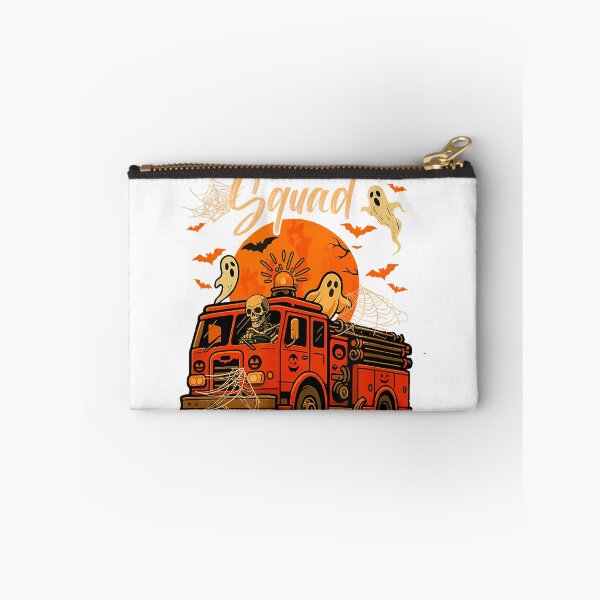 Item preview, Spooky Halloween Squad Skeleton Driving Firetruck Horror Boo T-Shirt designed and sold by FandMdesign.