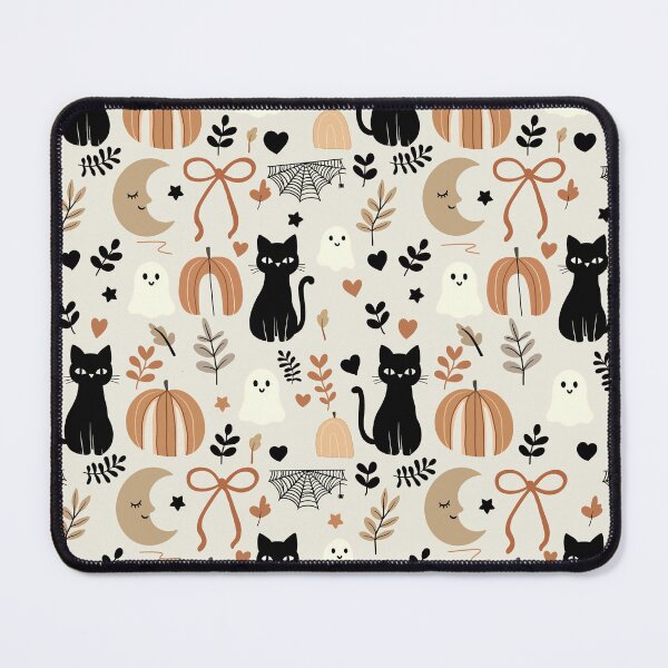 Item preview, Cute Black Cat and Pumpkin Halloween Seamless Pattern designed and sold by i-have-idea.