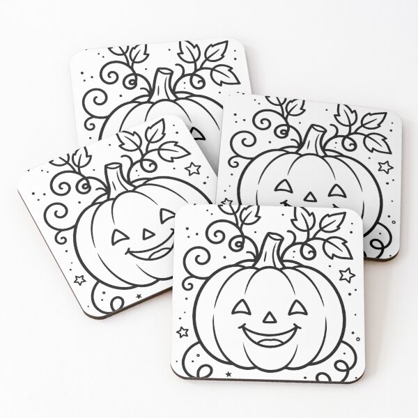 Item preview, Cute Smiling Pumpkin Halloween Line Art designed and sold by LumiMoon Press.