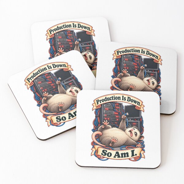 Item preview, Production Is Down. So Am I. - Possum Server Room Humor designed and sold by Ctrl Alt Bureaucracy.