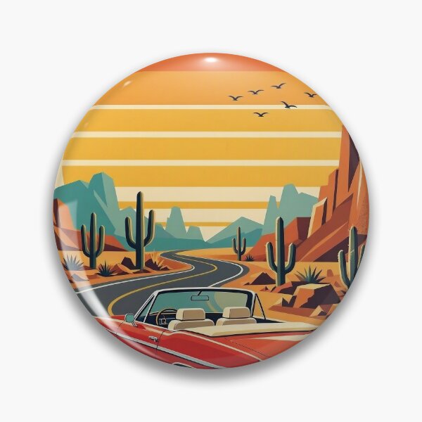 Item preview, Retro Desert Road Trip with Red Convertible at Sunset designed and sold by Herodestroyer.