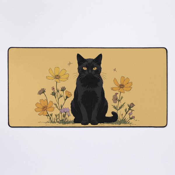 Item preview, Black Cat with Golden Eyes and Wildflowers designed and sold by KiraChie.