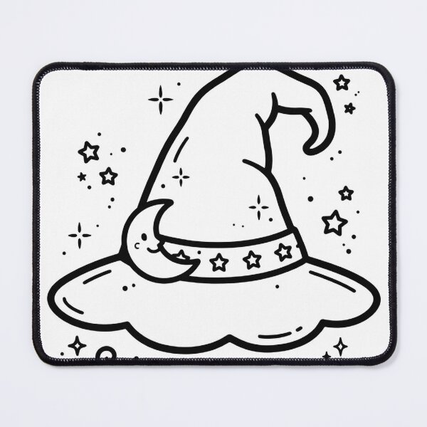 Item preview, Cute Witch Hat with Stars Halloween Line Art designed and sold by LumiMoon Press.
