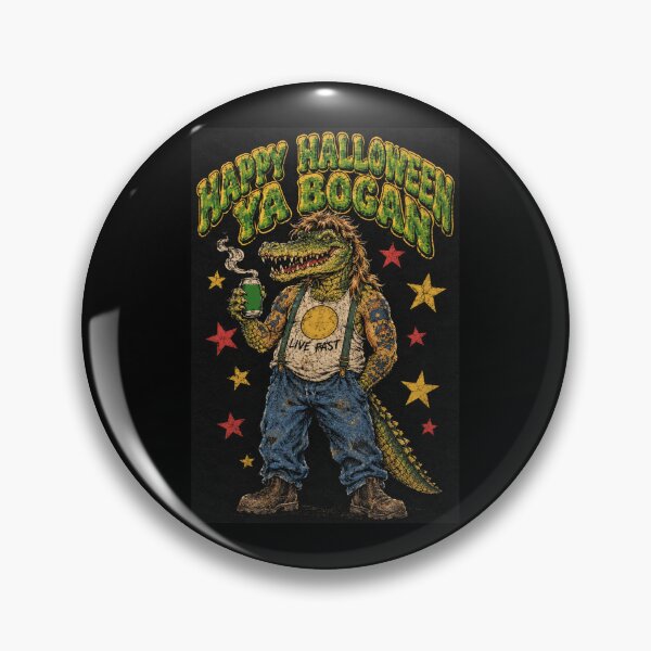 Item preview, Happy Halloween Ya Bogan Crocodile with Mullet Funny Aussie Slag designed and sold by Yellowriversss.