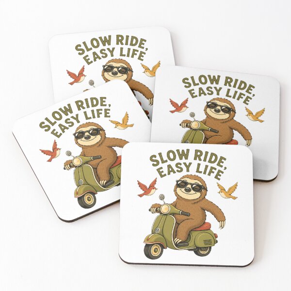 Item preview, Slow Ride Easy Life Funny Sloth on Vespa Scooter Sunglasses designed and sold by katiecorners.