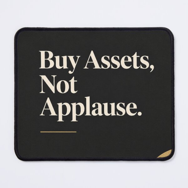 Item preview, Buy Assets Not Applause | Gold and Charcoal Wealth Quote Print designed and sold by Zaramodo.