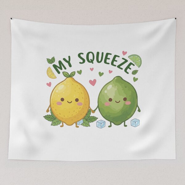 Item preview, My Squeeze Cute Kawaii Lemon Lime Couple Valentine Gift Design designed and sold by katiecorners.