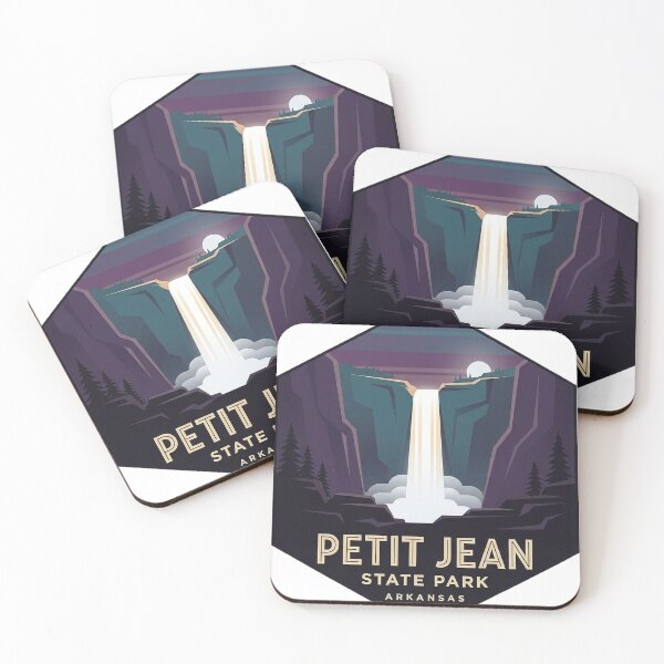 Item preview, Petit Jean State Park Cedar Falls Art Deco Hexagon Sticker Arkansas designed and sold by DetourDgn.