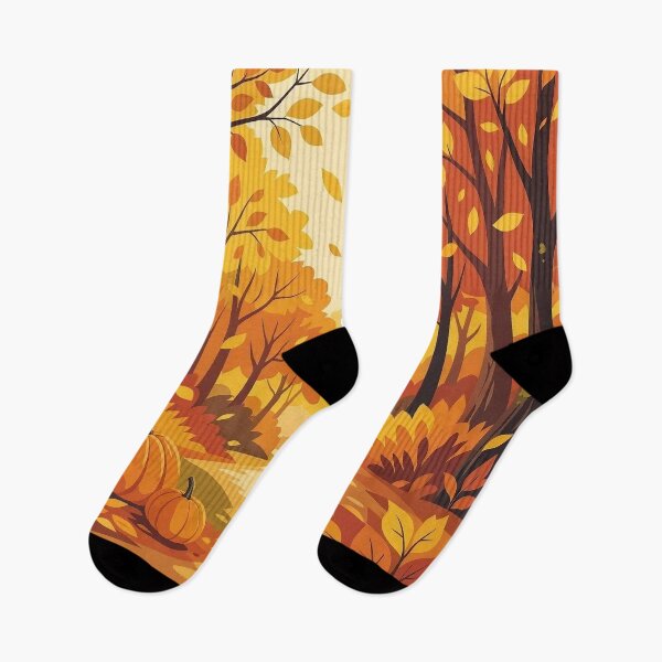 Item preview, Retro Autumn Forest Path with Pumpkins and Mushrooms designed and sold by Herodestroyer.