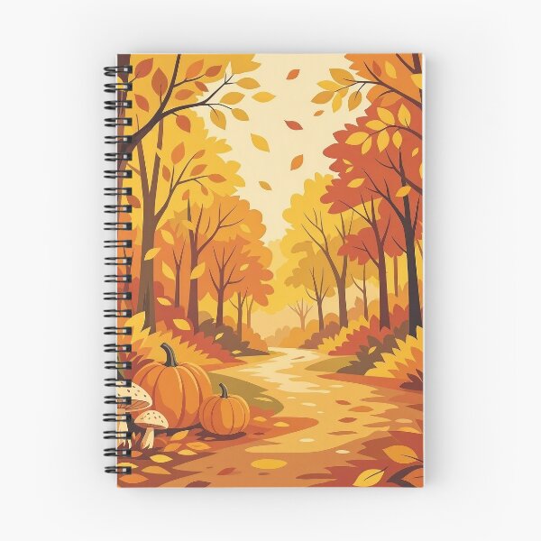 Item preview, Retro Autumn Forest Path with Pumpkins and Mushrooms designed and sold by Herodestroyer.