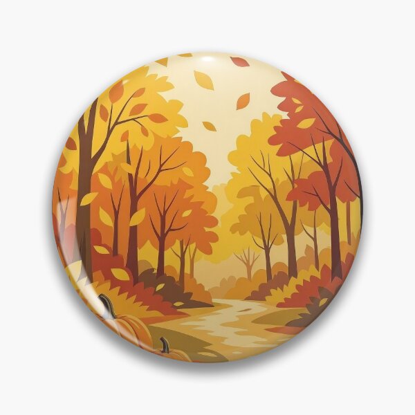 Item preview, Retro Autumn Forest Path with Pumpkins and Mushrooms designed and sold by Herodestroyer.