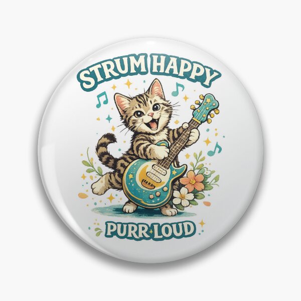 Item preview, Strum Happy Purr Loud Cute Guitar Cat Music Lover Funny Kitten Art designed and sold by inkoutninja.