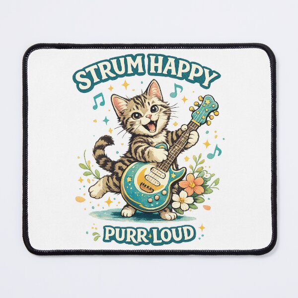 Item preview, Strum Happy Purr Loud Cute Guitar Cat Music Lover Funny Kitten Art designed and sold by inkoutninja.