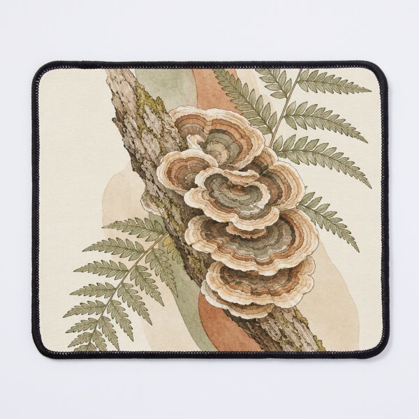 Item preview, Turkey Tail Fungus & Fern Ribbon Bands | Cottagecore Botanical Print designed and sold by Zaramodo.