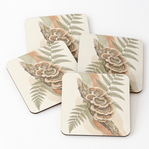 Item preview, Turkey Tail Fungus & Fern Ribbon Bands | Cottagecore Botanical Print designed and sold by Zaramodo.