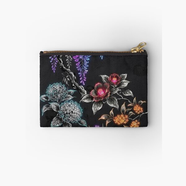 Item preview, Cyber Sumi-e Japanese Floral Noir designed and sold by iris-festival.