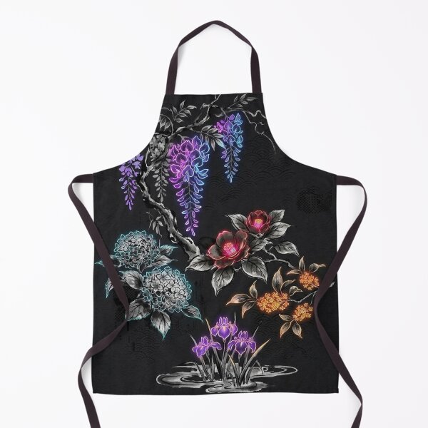 Item preview, Cyber Sumi-e Japanese Floral Noir designed and sold by iris-festival.