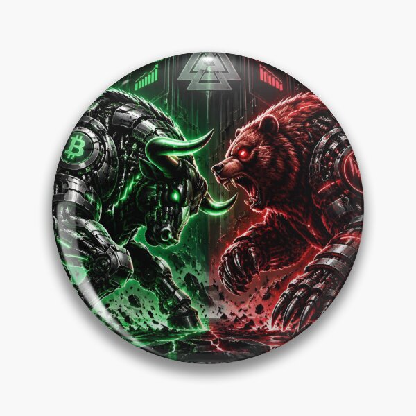 Item preview, Cyberpunk Crypto Bull vs Bear Trading Arena designed and sold by ValhallaHub.