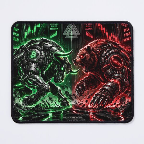 Item preview, Cyberpunk Crypto Bull vs Bear Trading Arena designed and sold by ValhallaHub.