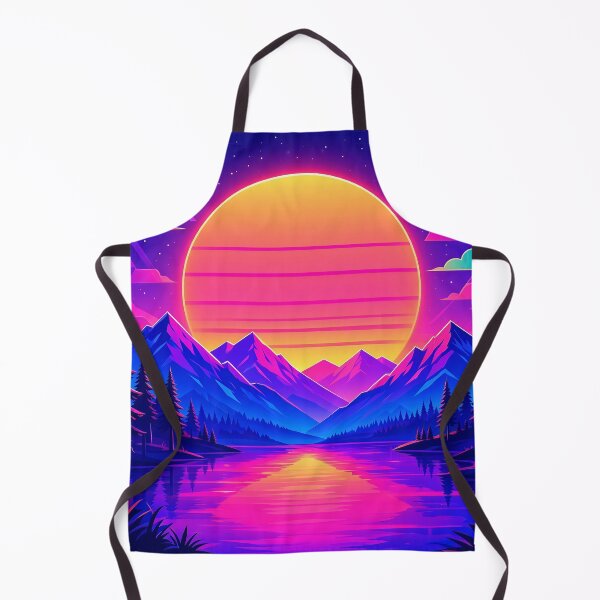 Item preview, Retro Synthwave Sunset Over Mountain Lake with Neon Pines designed and sold by Herodestroyer.